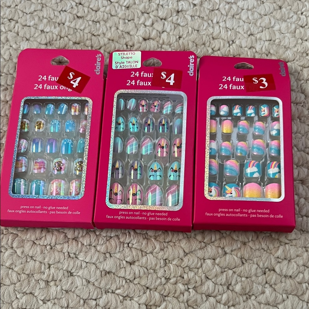 Claire's Colorful Faux Nail Set Trio
